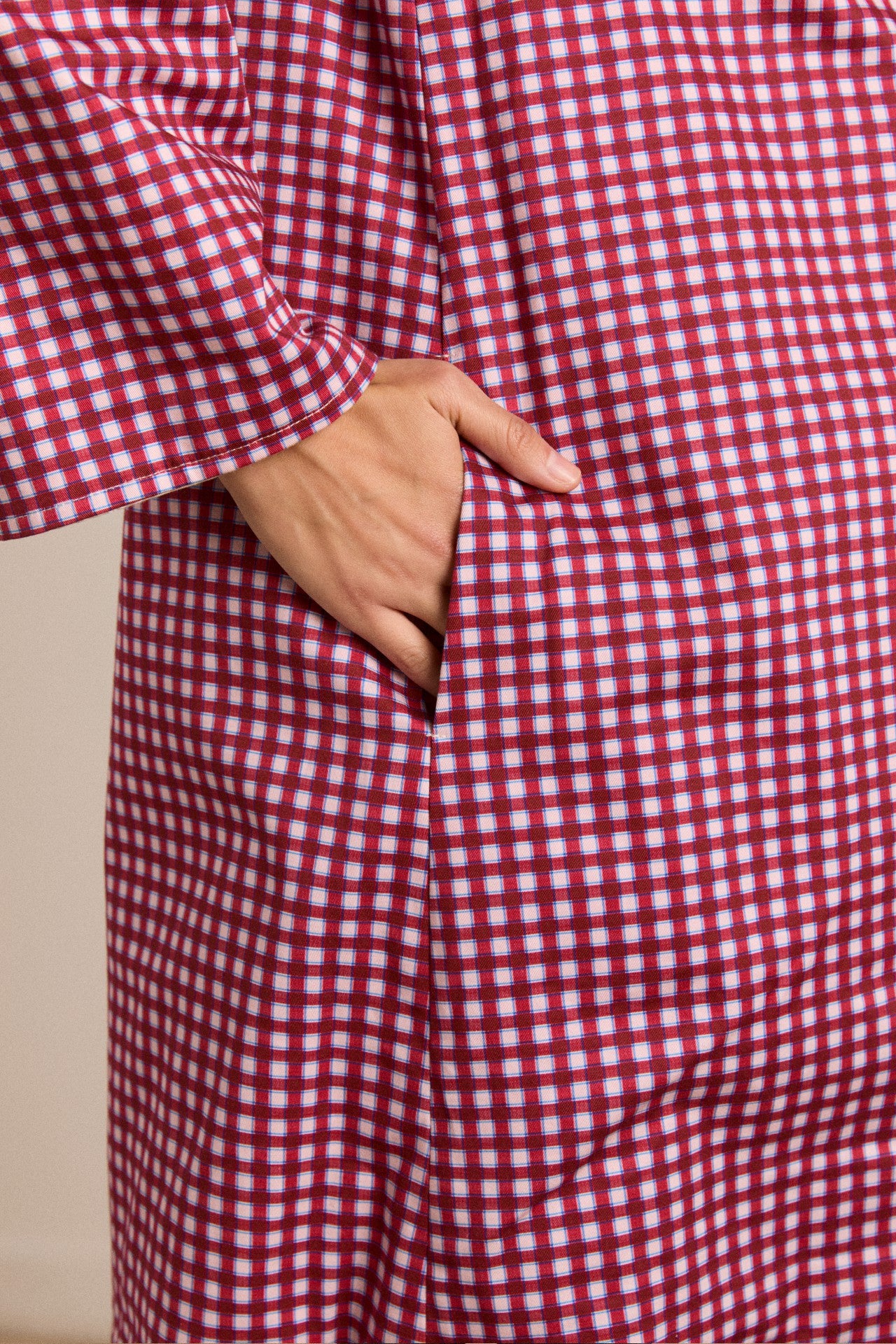 mercedes bow reversible trench - ecru & gingham coat