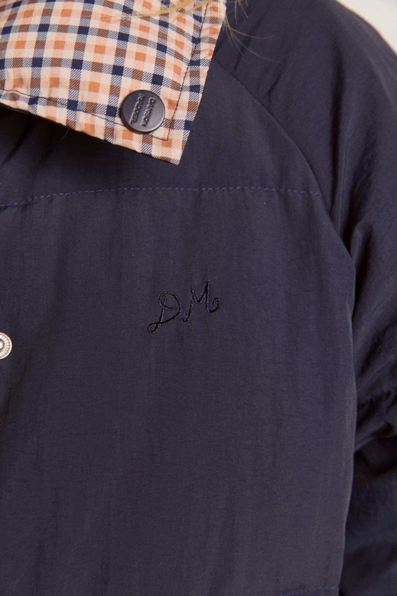 reversible opal puffer - navy & check