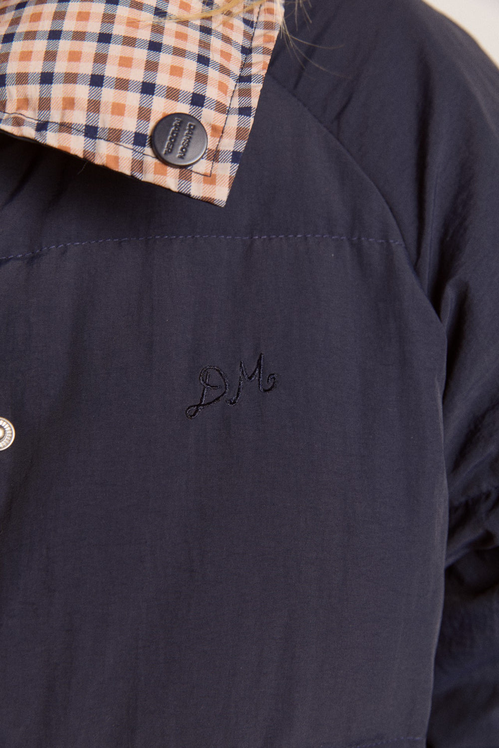 reversible opal puffer - navy & check