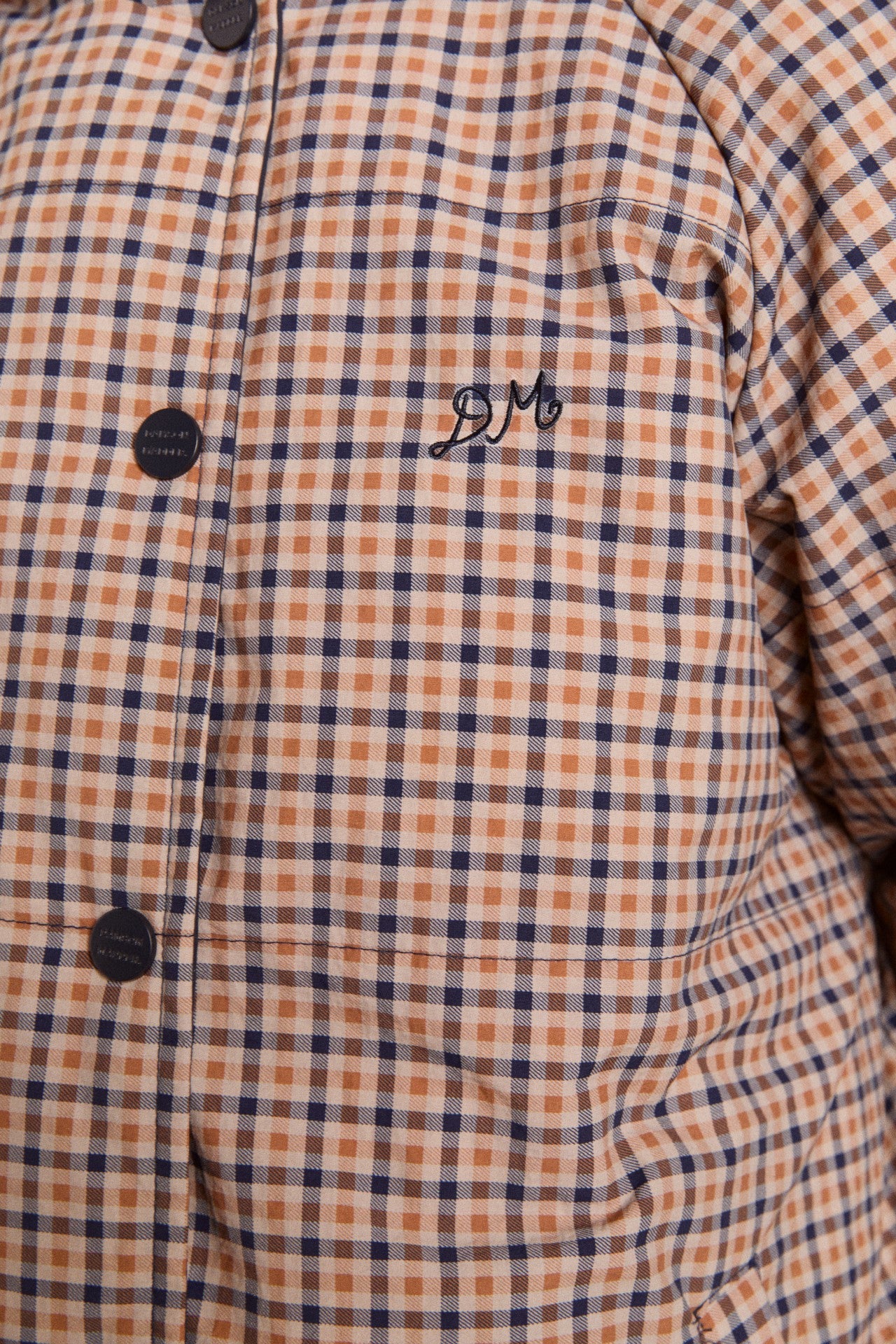 reversible opal puffer - navy & check