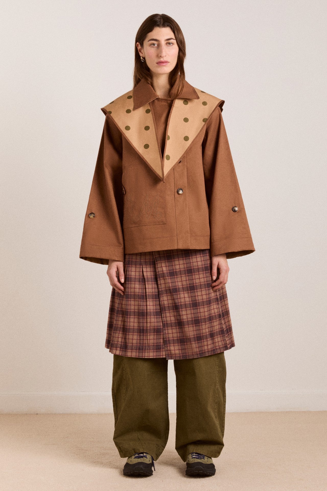 reversible jerry crop trench coat - camel spot