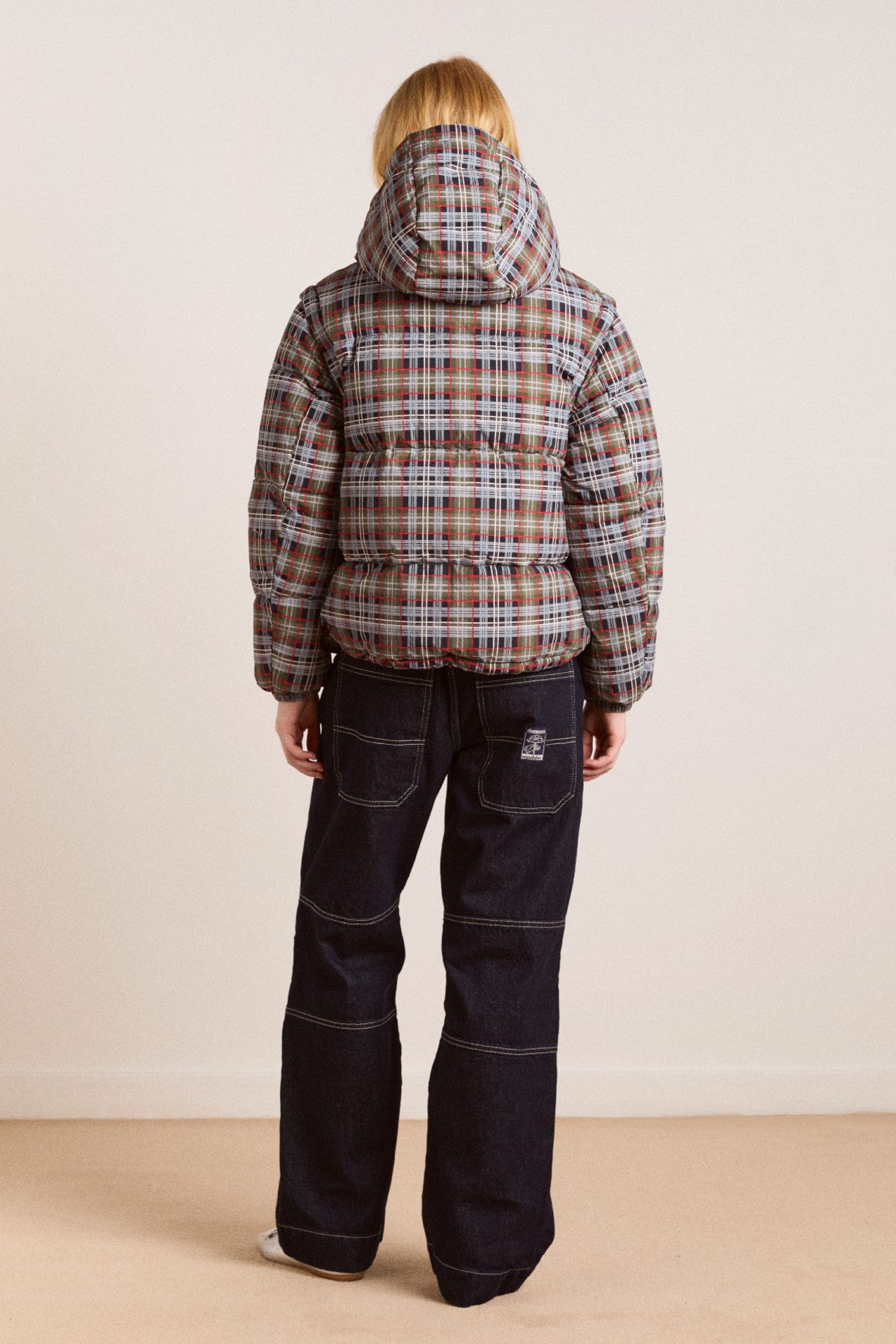 pearl hooded puffer - multi check