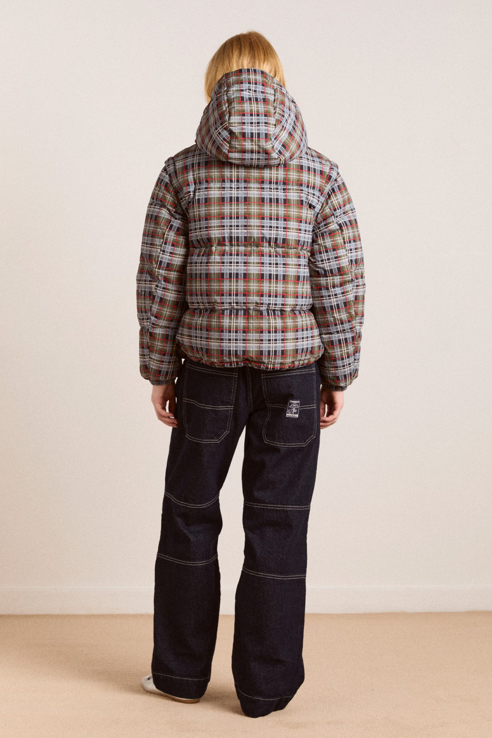pearl hooded puffer - multi check