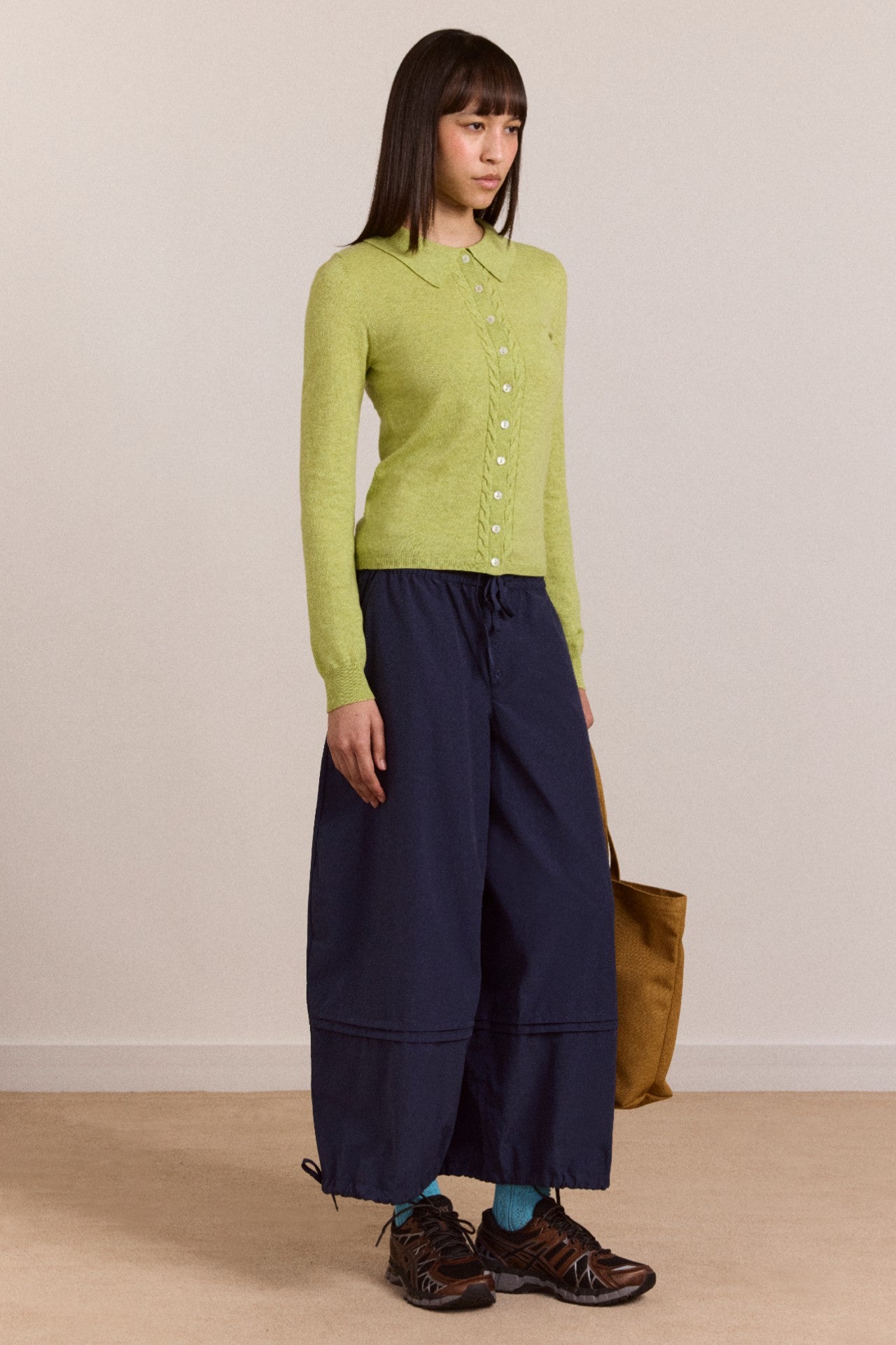 voula wool and cashmere blend cardigan - lime