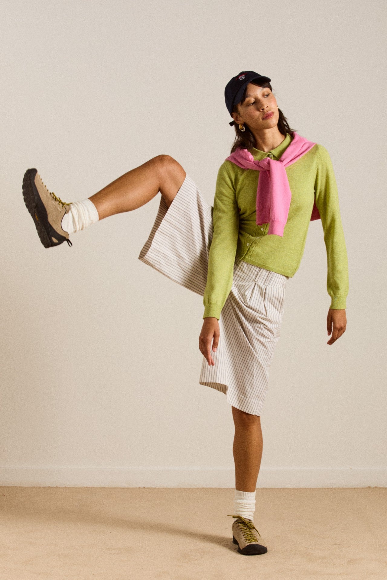 voula wool and cashmere blend cardigan - lime