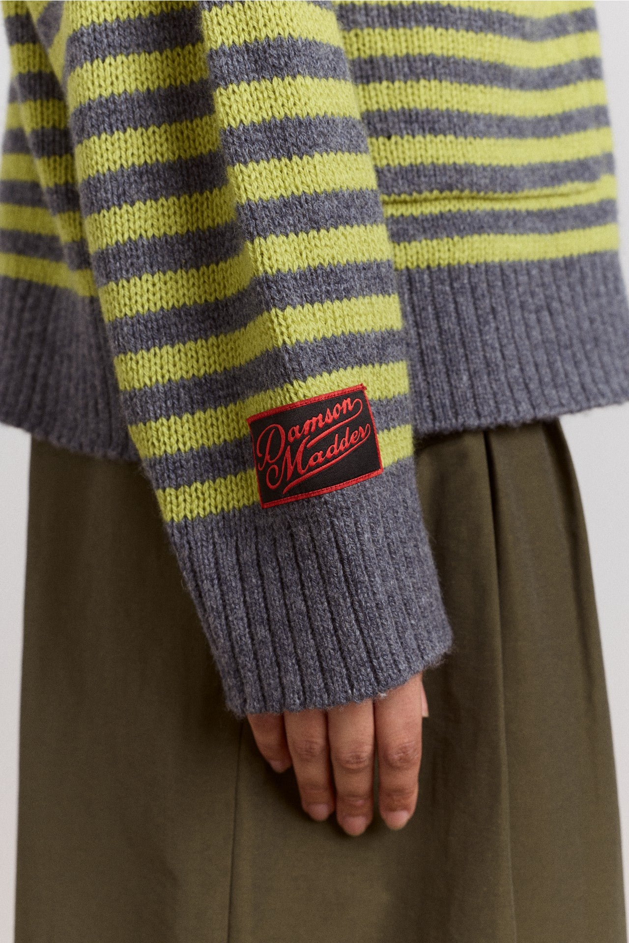 anouk cardigan with removable hood - olive/grey