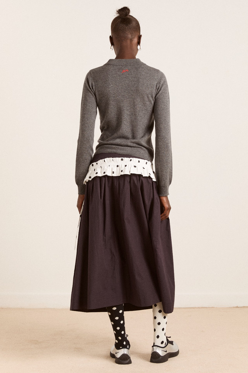 voula wool and cashmere blend cardigan - charcoal