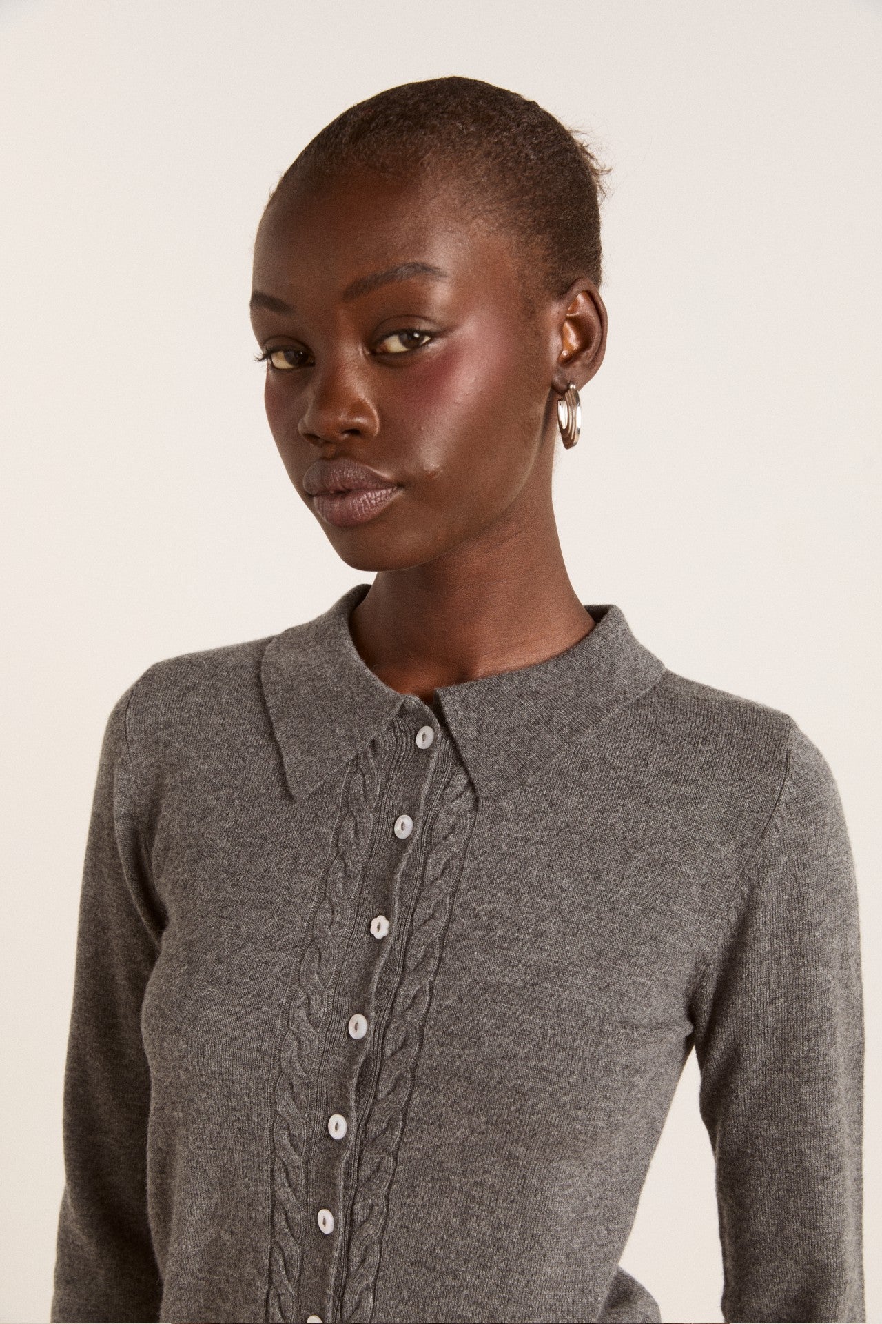 voula wool and cashmere blend cardigan - charcoal
