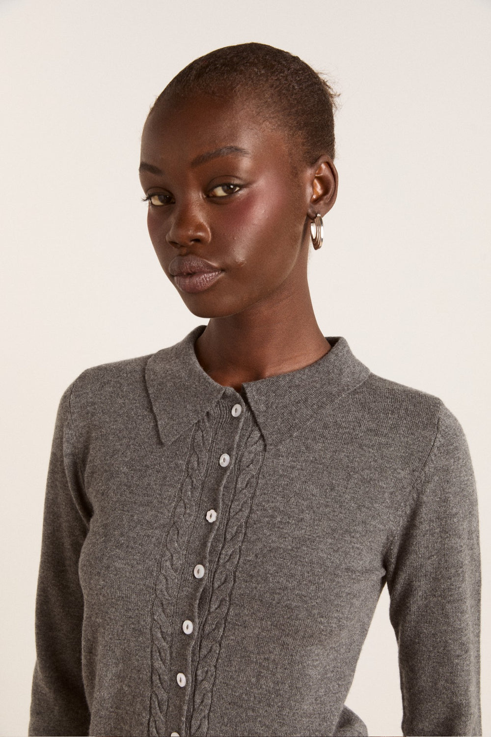 voula wool and cashmere blend cardigan - charcoal