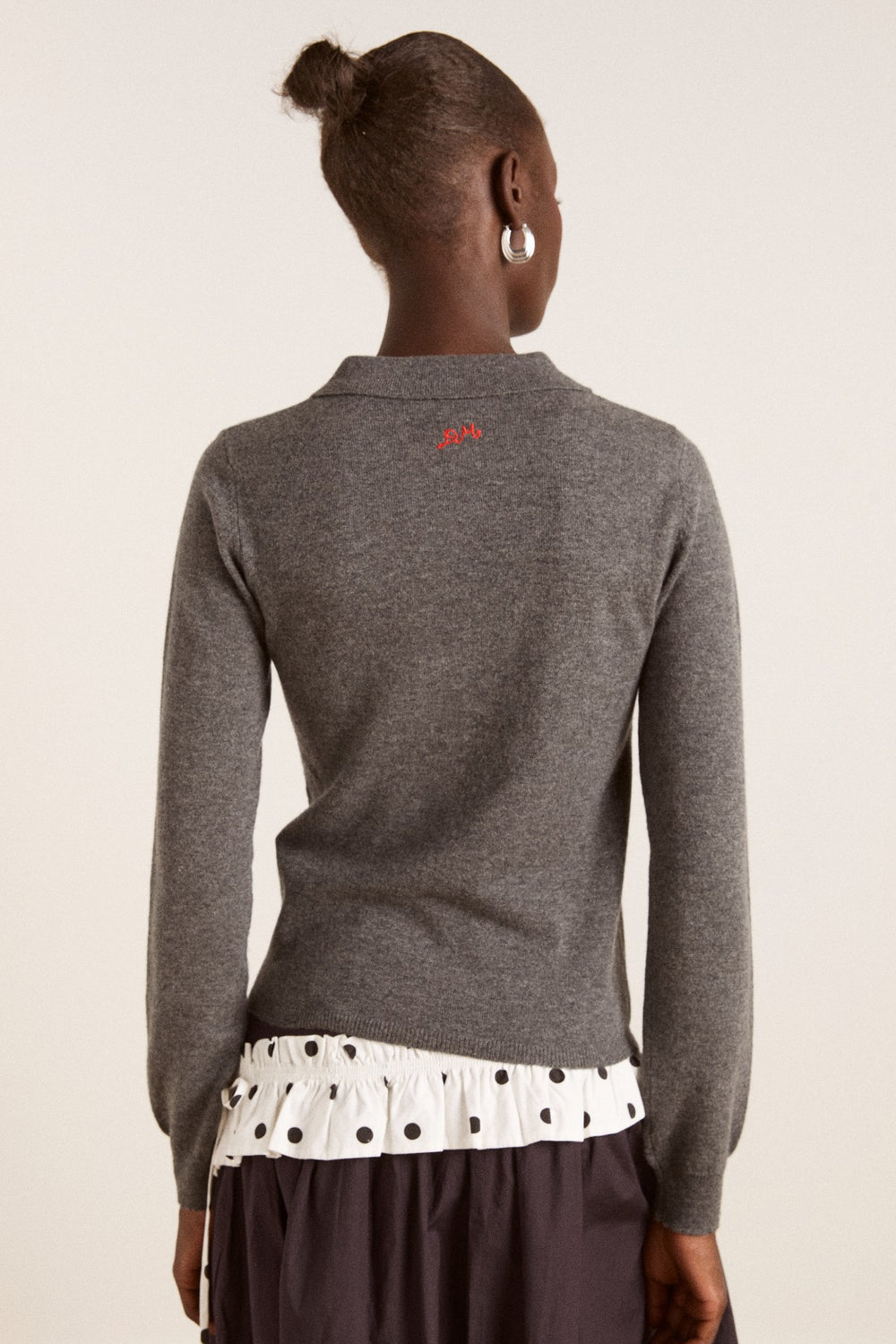voula wool and cashmere blend cardigan - charcoal