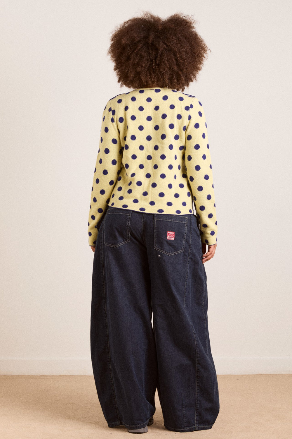 tabitha reversible merino wool cardigan -navy/butter