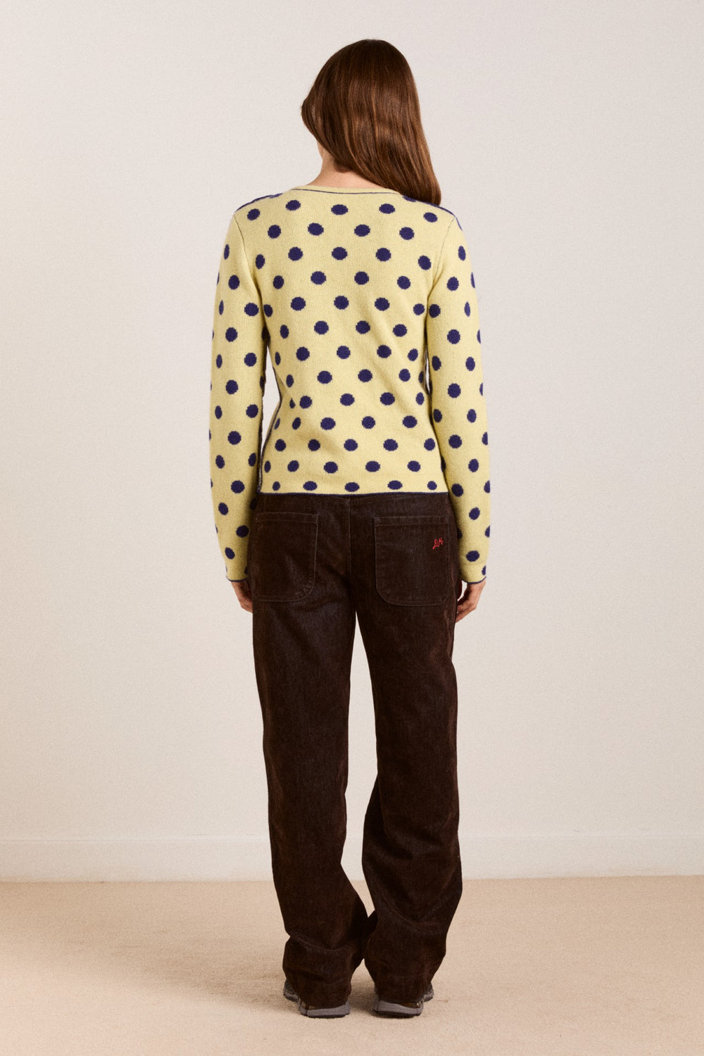 tabitha reversible merino wool cardigan -navy/butter