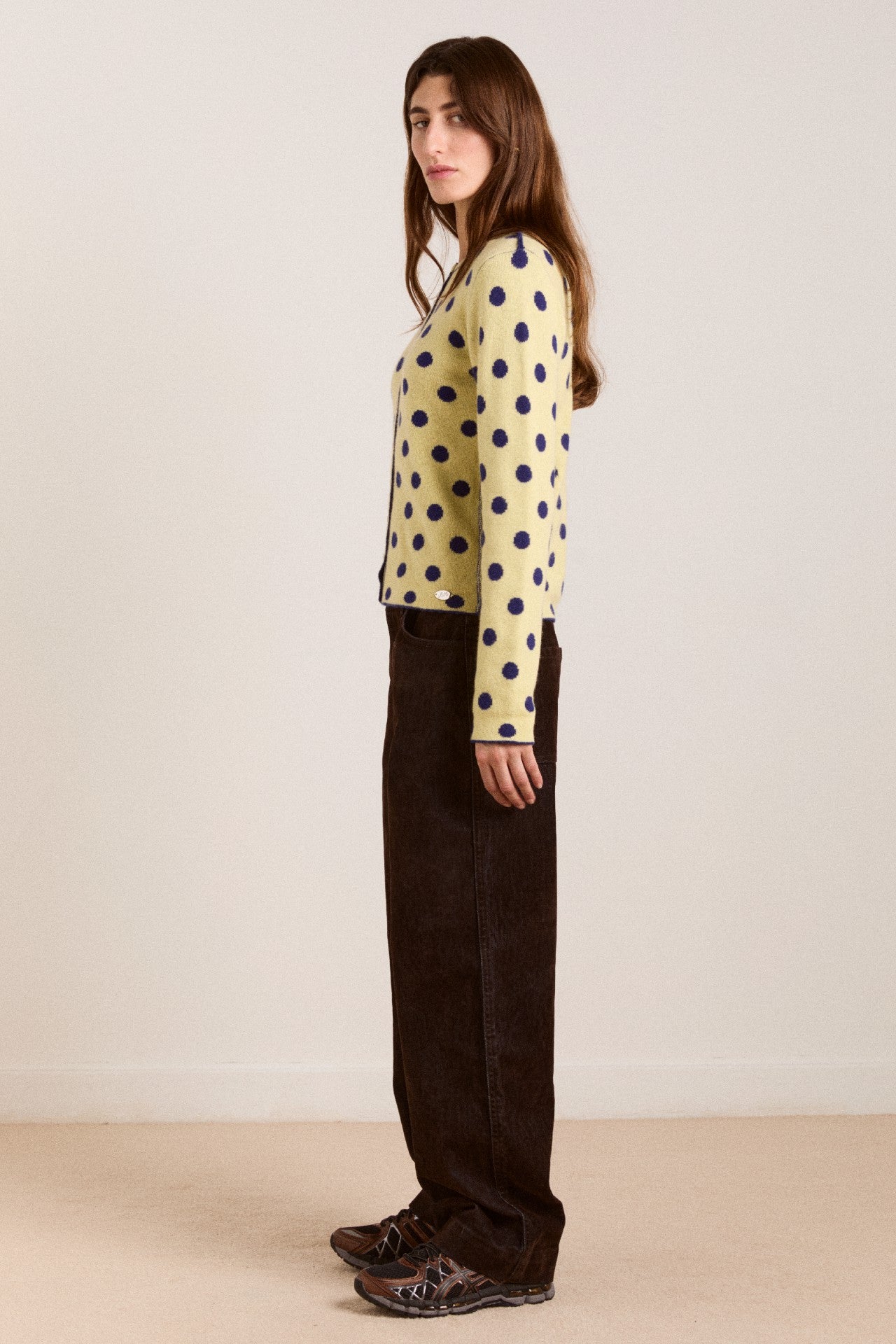 tabitha reversible merino wool cardigan -navy/butter