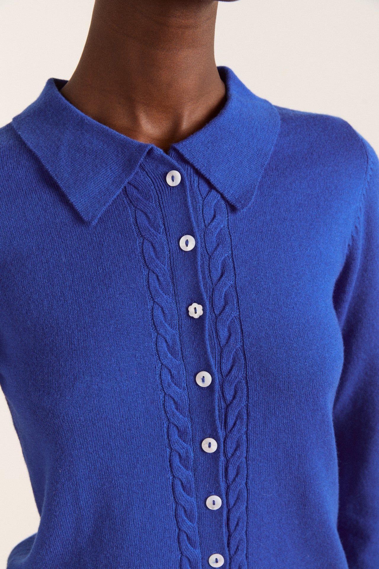 voula fine gauge cardigan blue