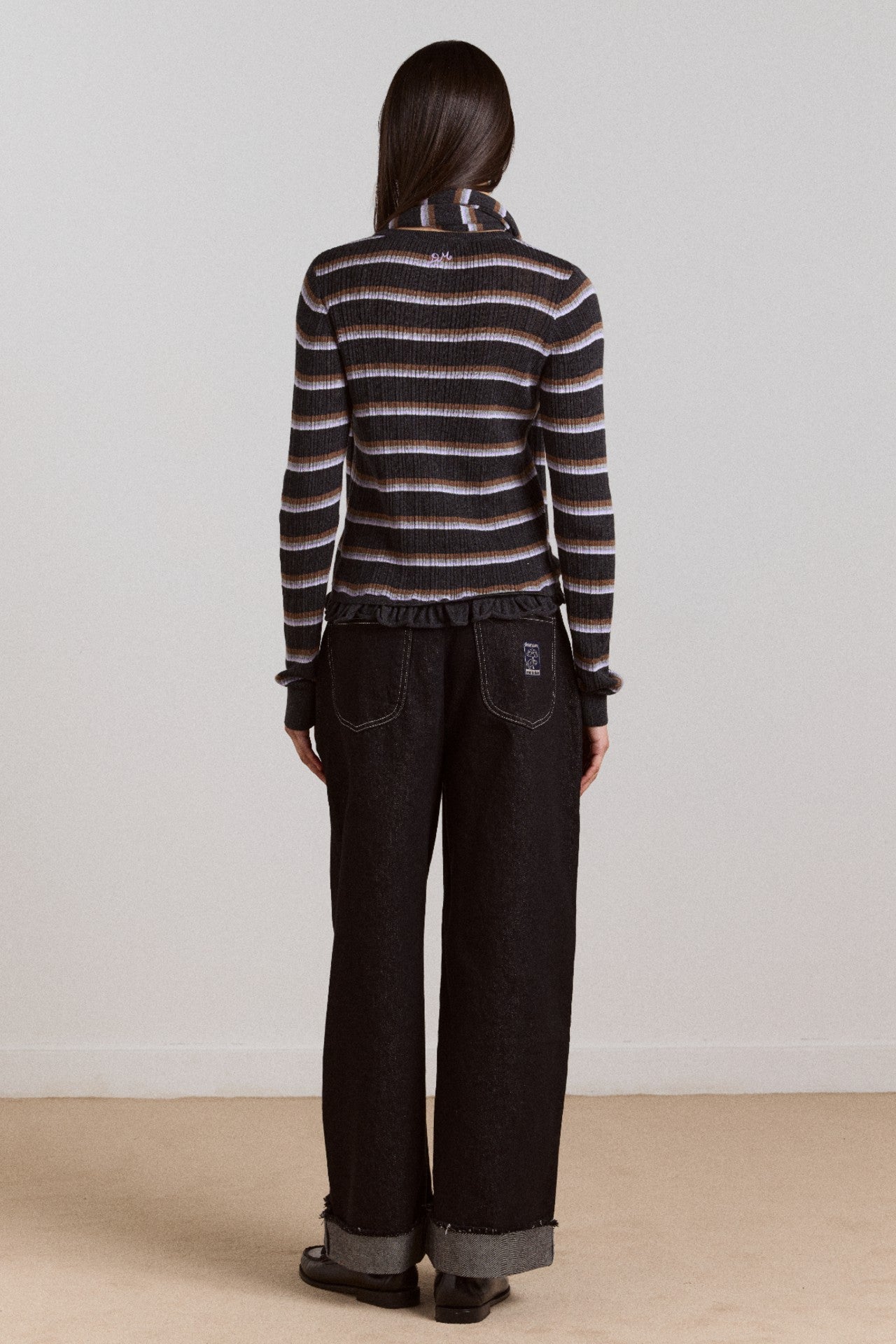 anelis cotton merino blend cardigan- multi stripe