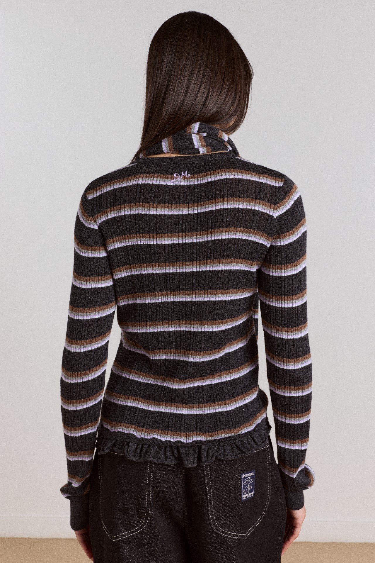 anelis cotton merino blend cardigan- multi stripe