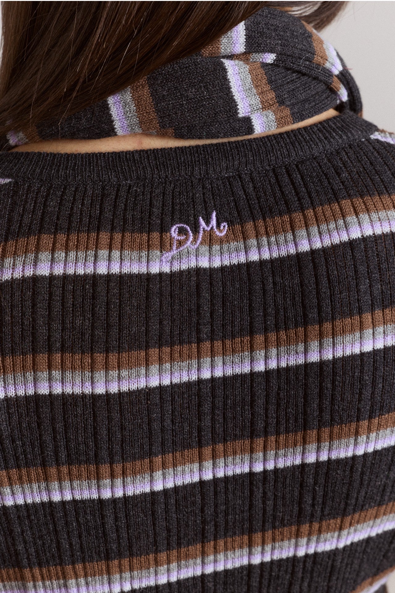 anelis cotton merino blend cardigan- multi stripe