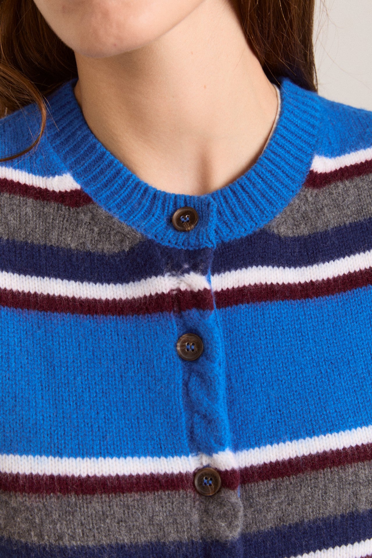 sofie merino wool vest - blue stripe
