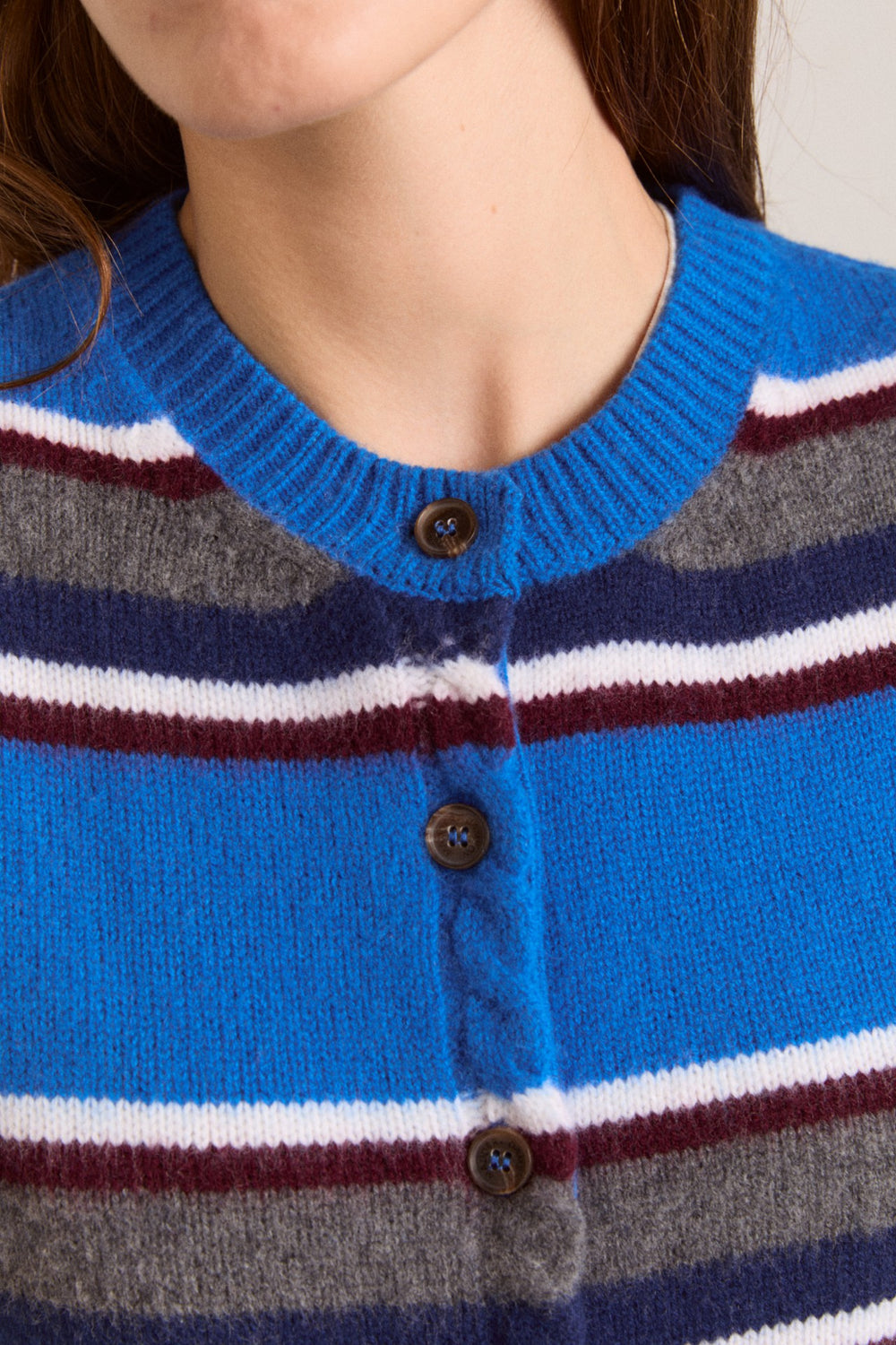 sofie merino wool vest - blue stripe