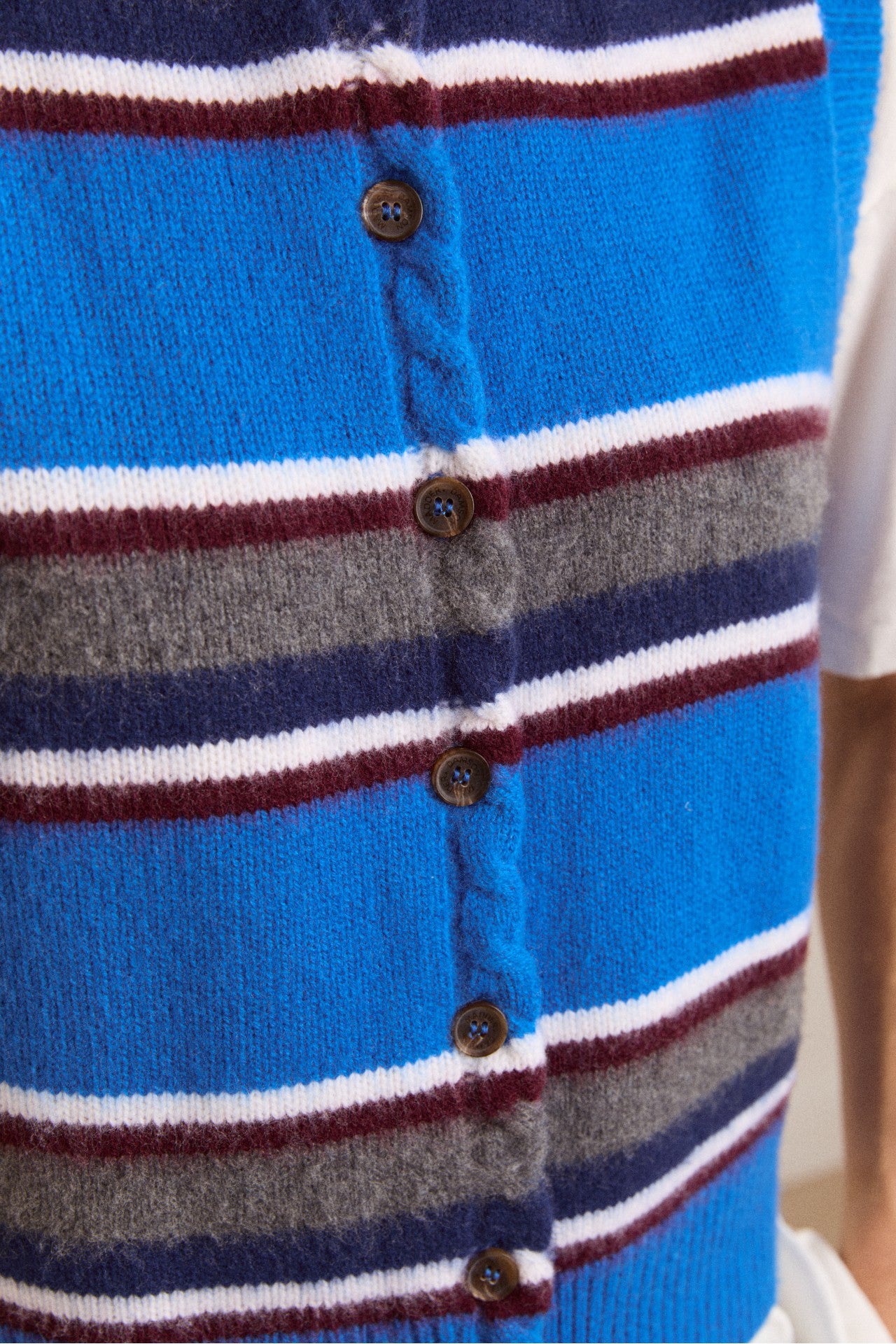 sofie merino wool vest - blue stripe