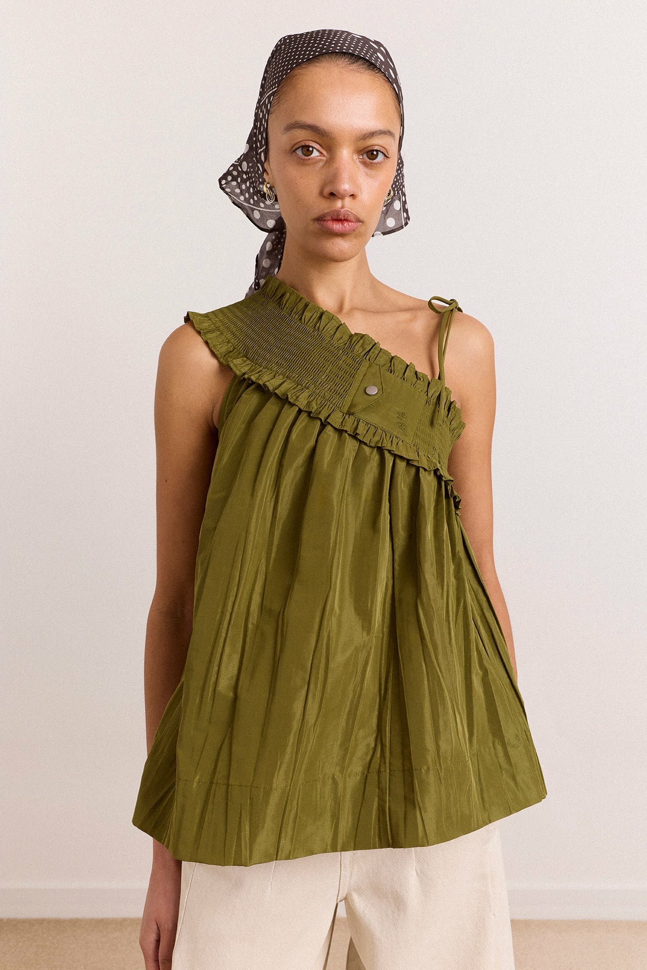 alma cami - olive taffeta