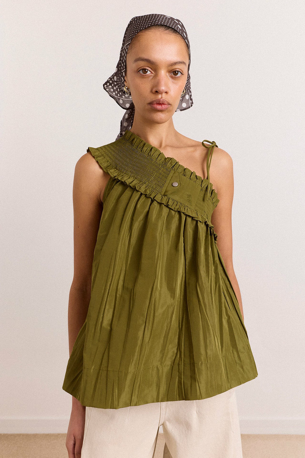 alma cami - olive taffeta