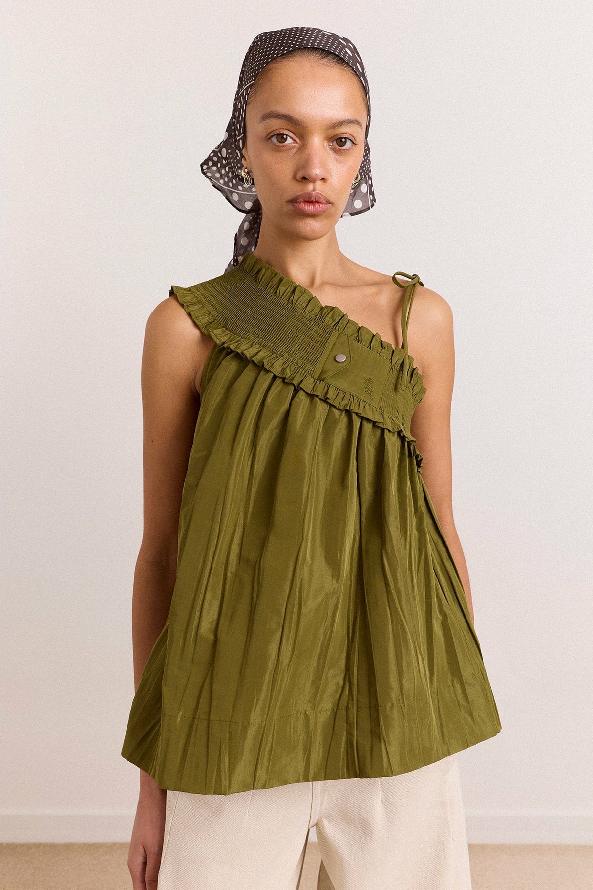 alma cami - olive taffeta