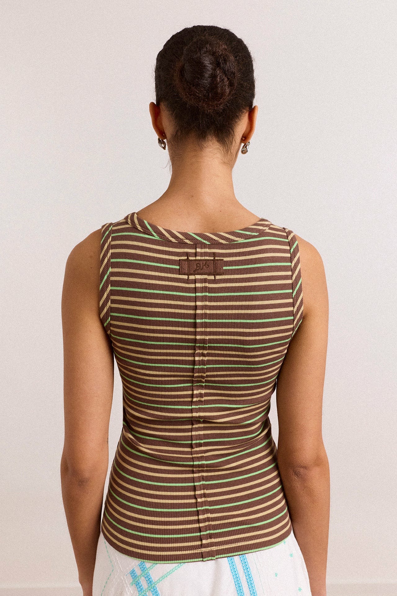 arlea v-neck tank - brown stripe
