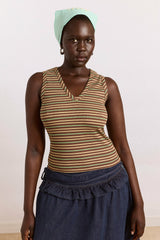arlea v-neck tank - brown stripe