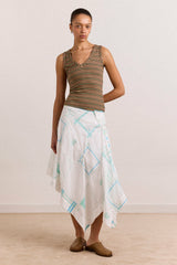 arlea v-neck tank - brown stripe