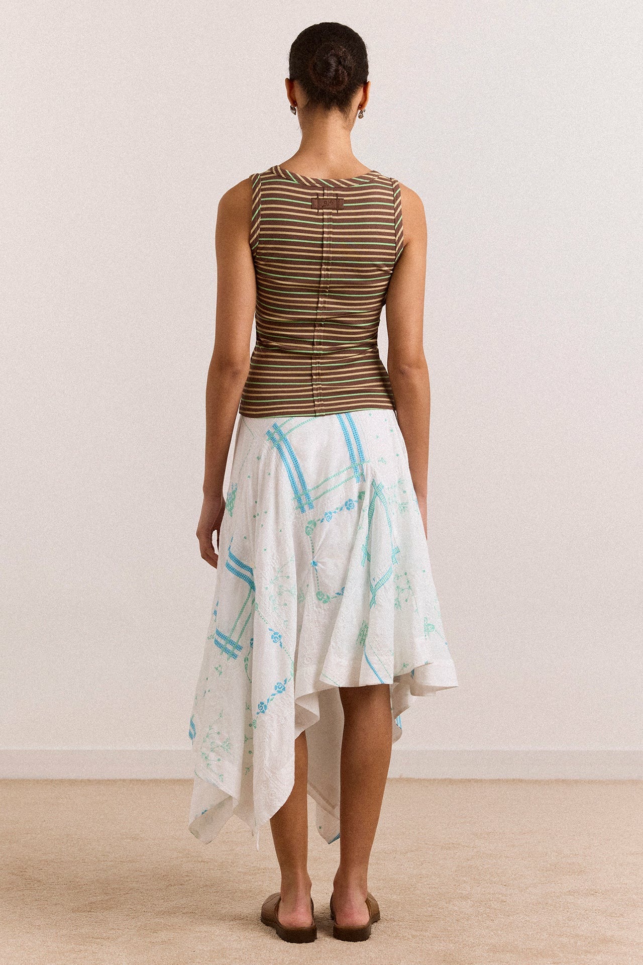 arlea v-neck tank - brown stripe