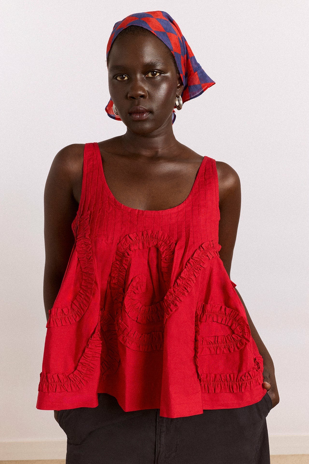 stella ruffle cami - red