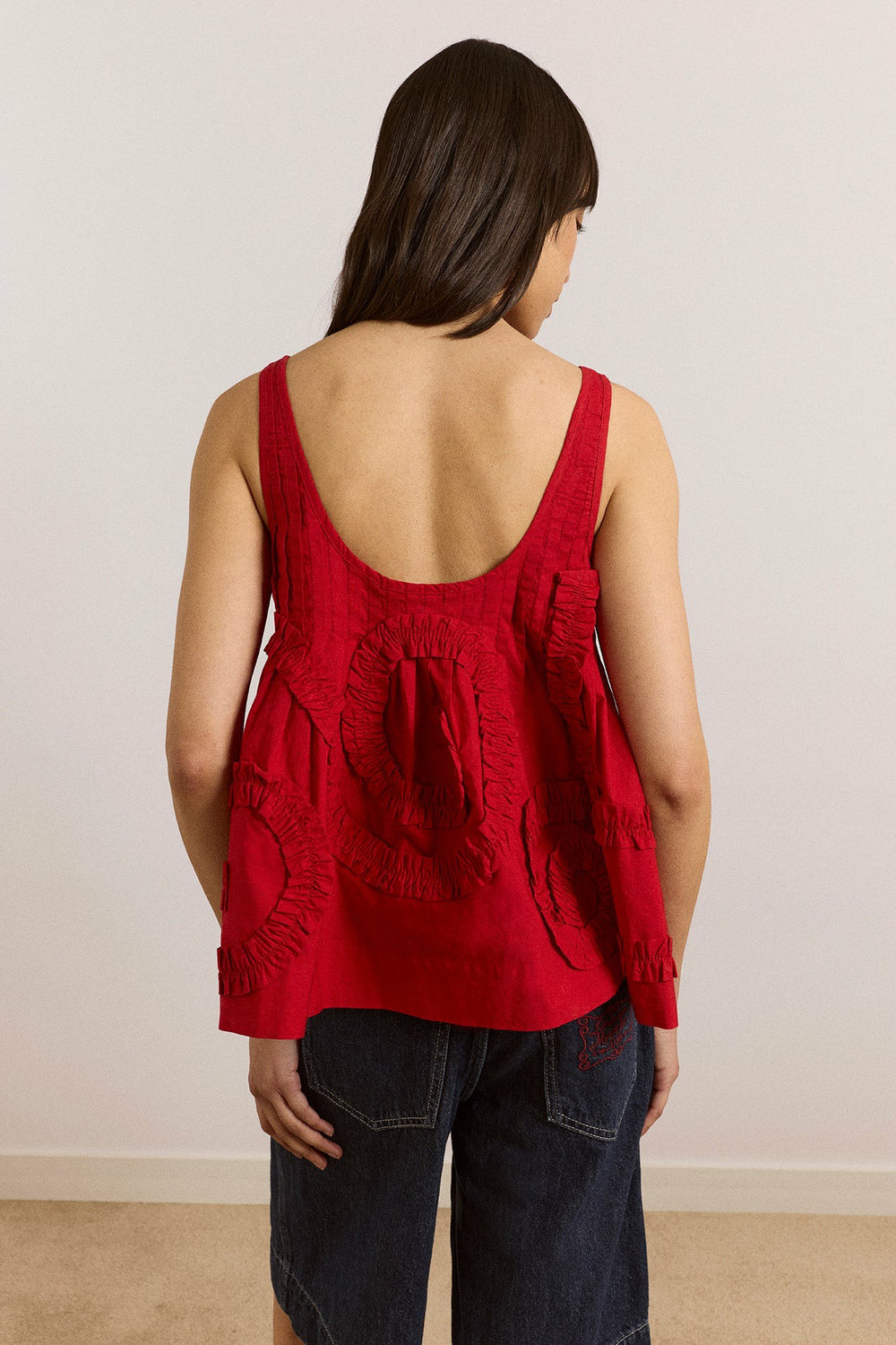 stella ruffle cami - red
