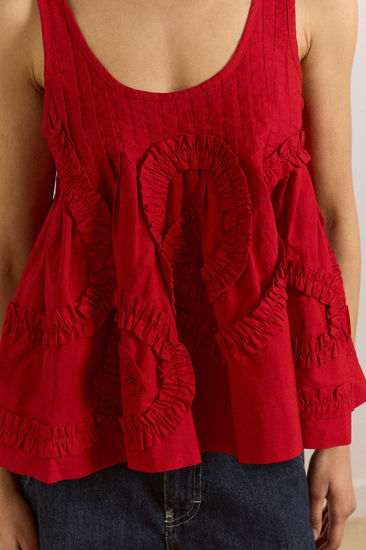stella ruffle cami - red