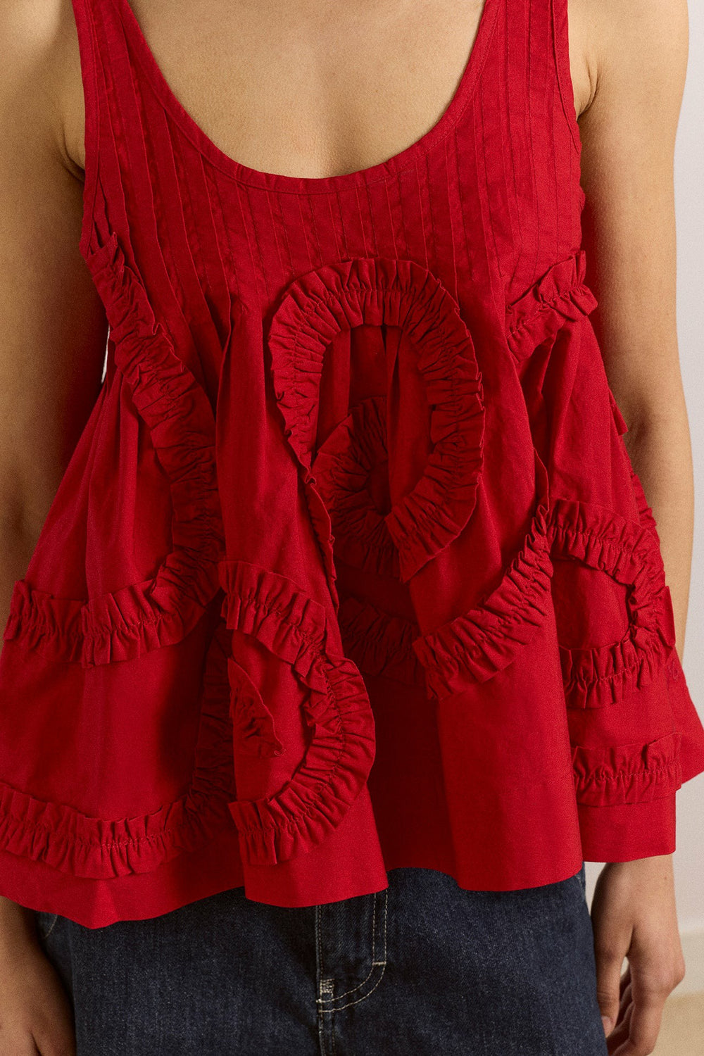 stella ruffle cami - red