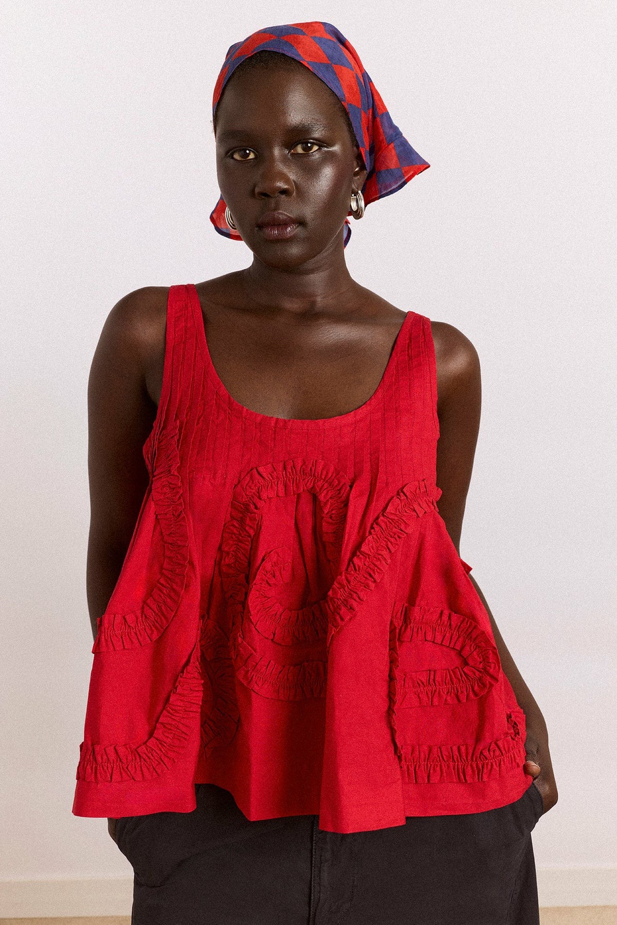 stella ruffle cami - red