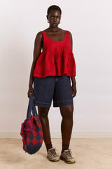 stella ruffle cami - red