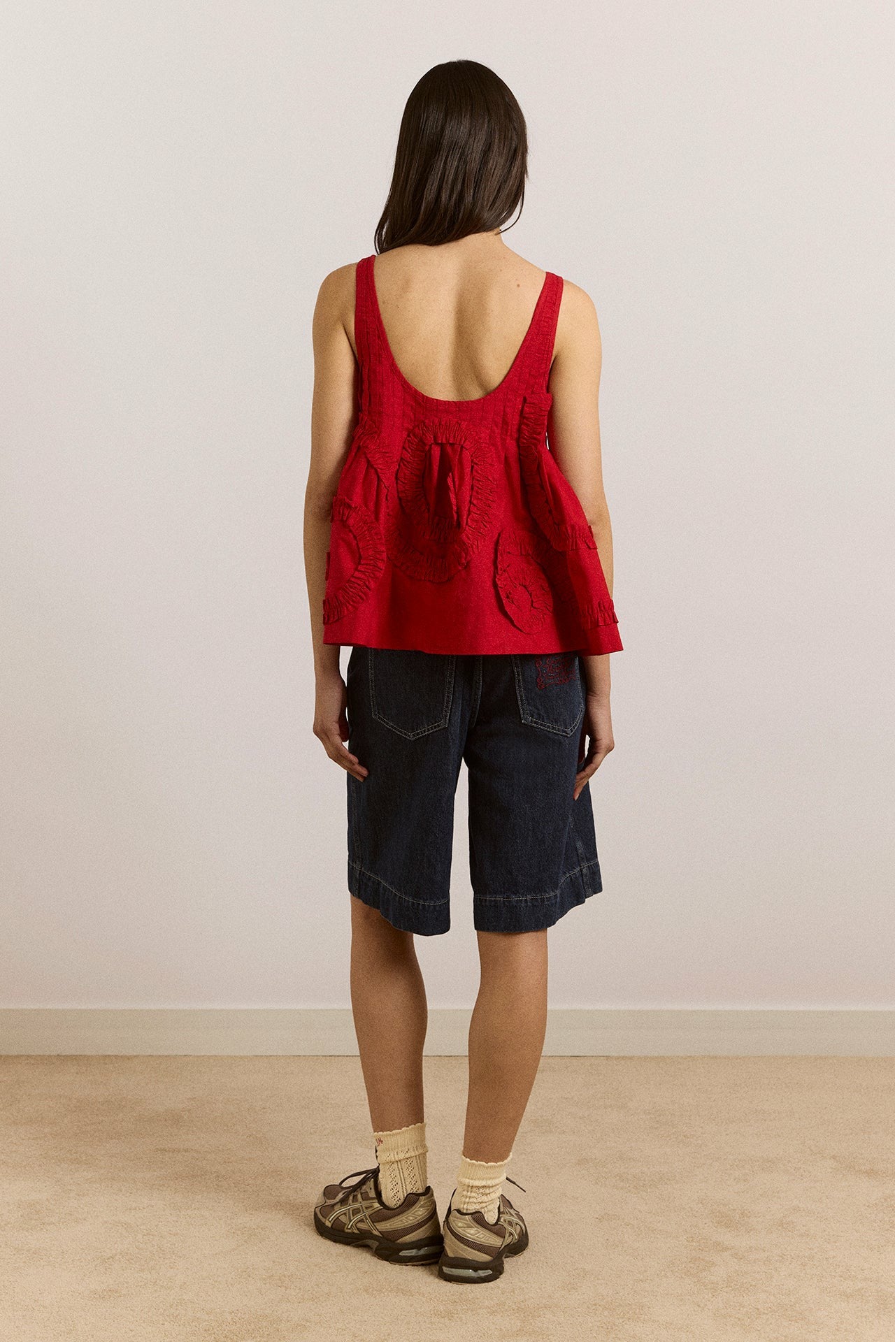 stella ruffle cami - red