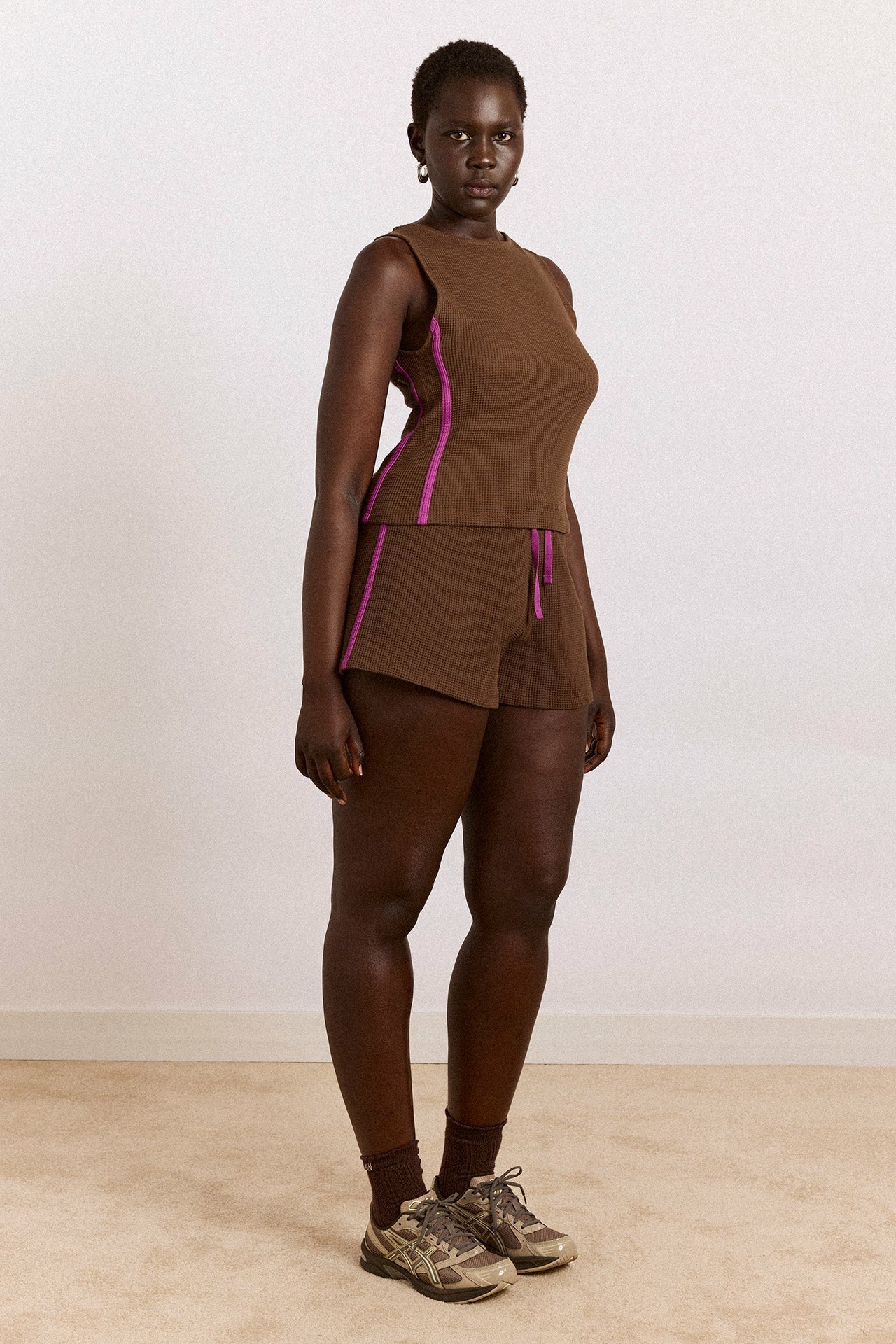 trina waffle tank- choc
