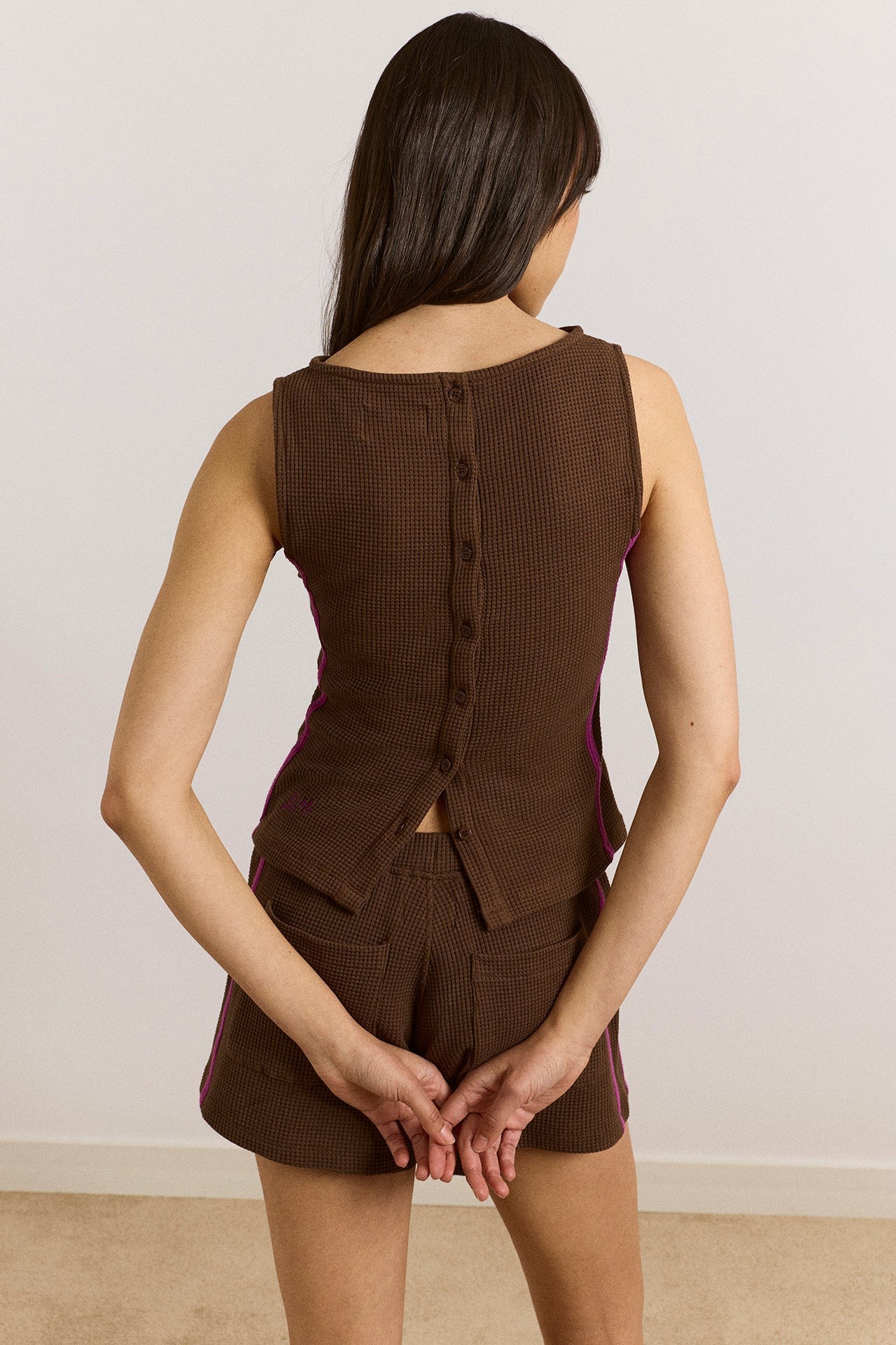 trina waffle tank- choc