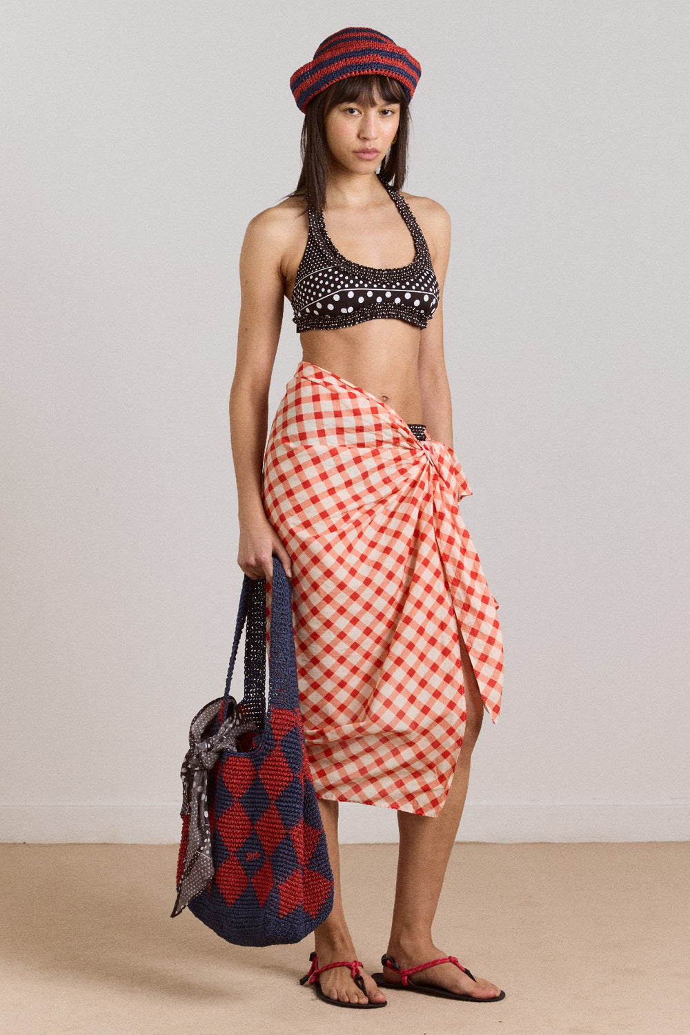 cove bikini top - spot stripe print