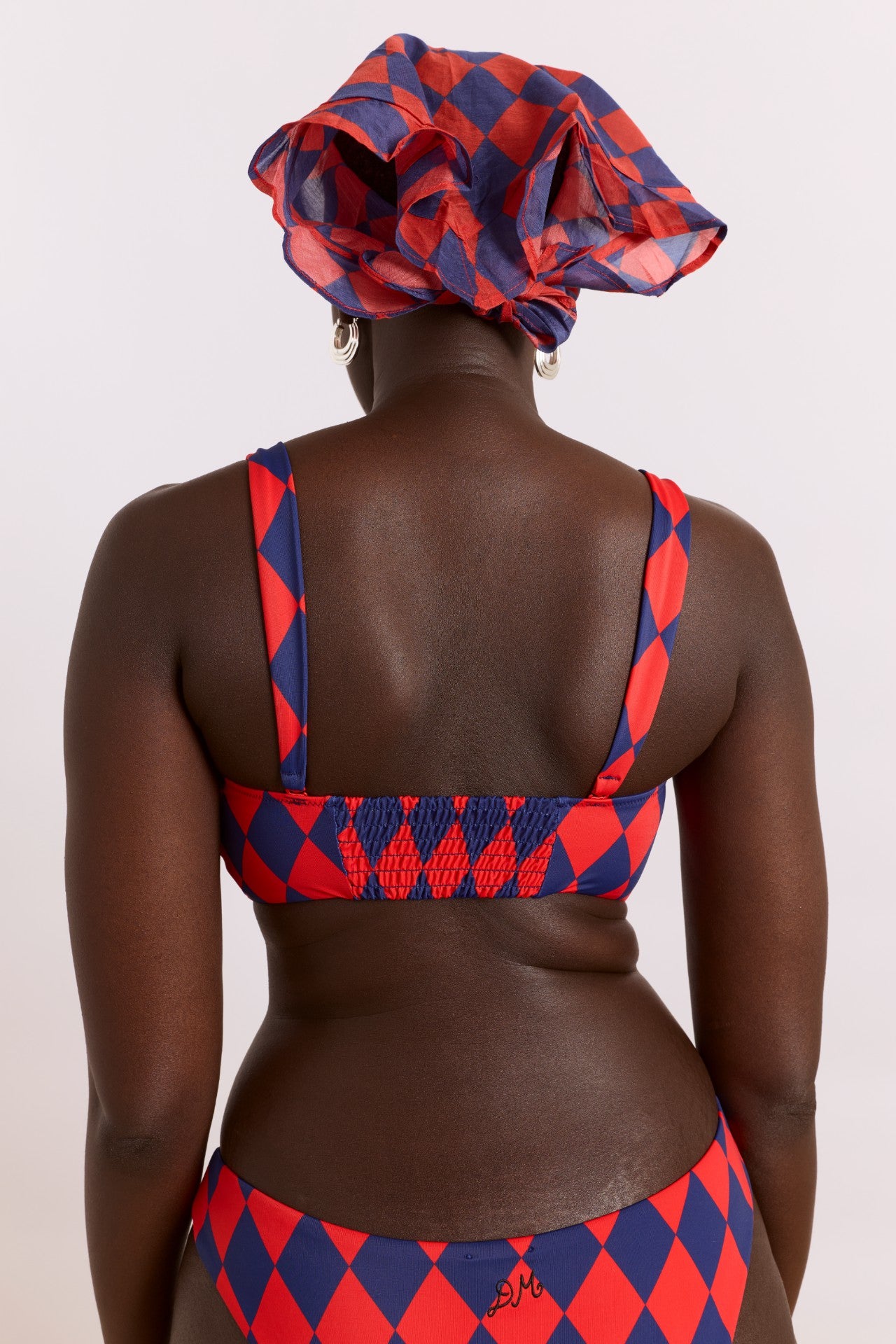 wren bikini top with rosette detail - harlequin