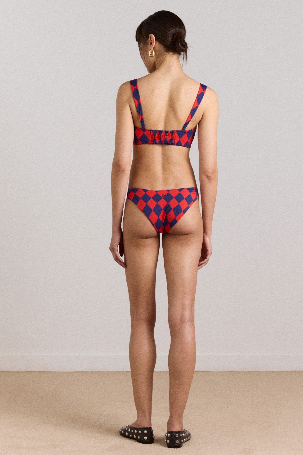 wren bikini top with rosette detail - harlequin