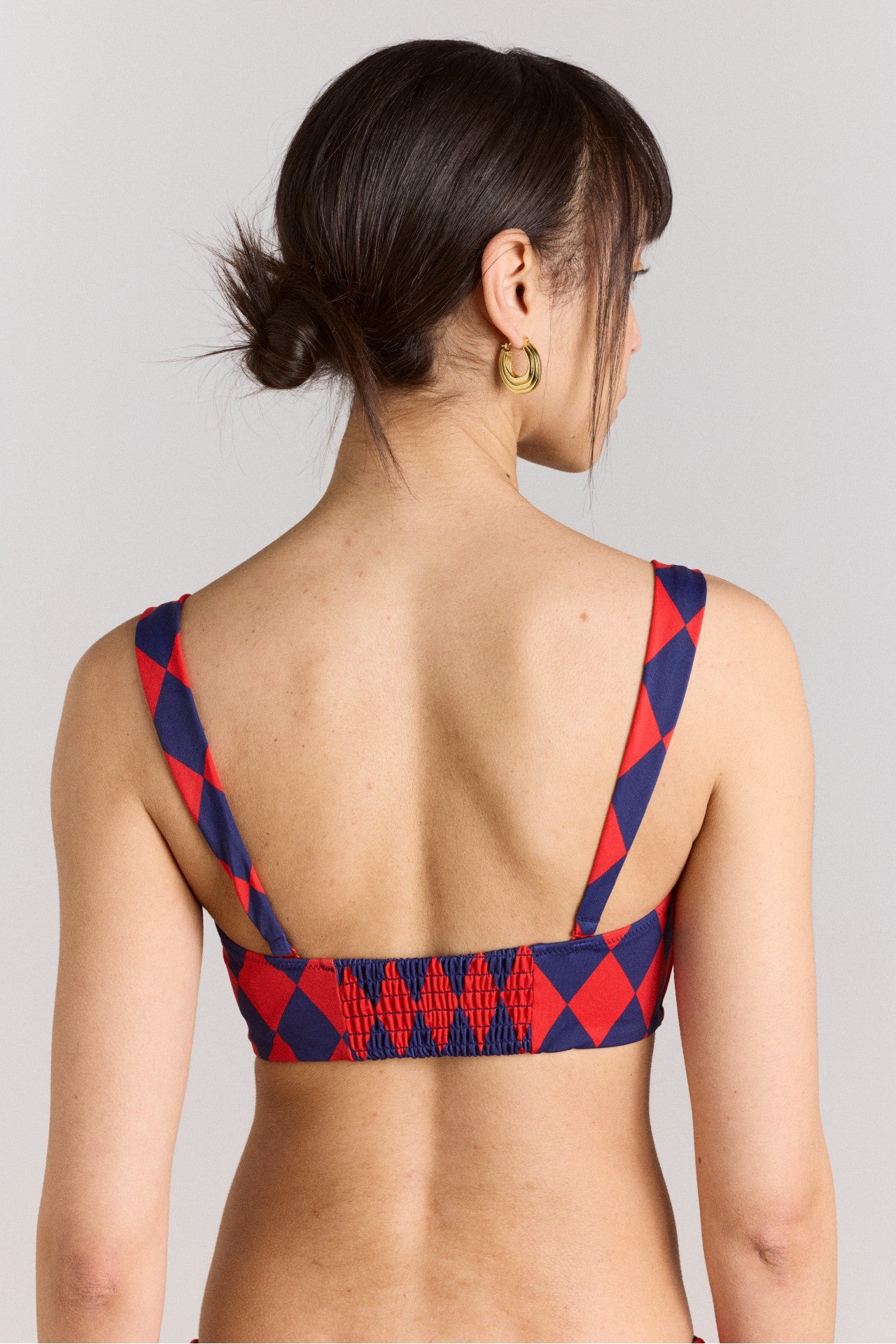 wren bikini top with rosette detail - harlequin