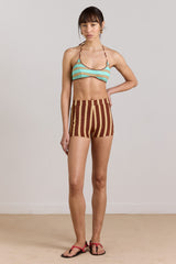trudi reversible bikini top - mint or choc stripe