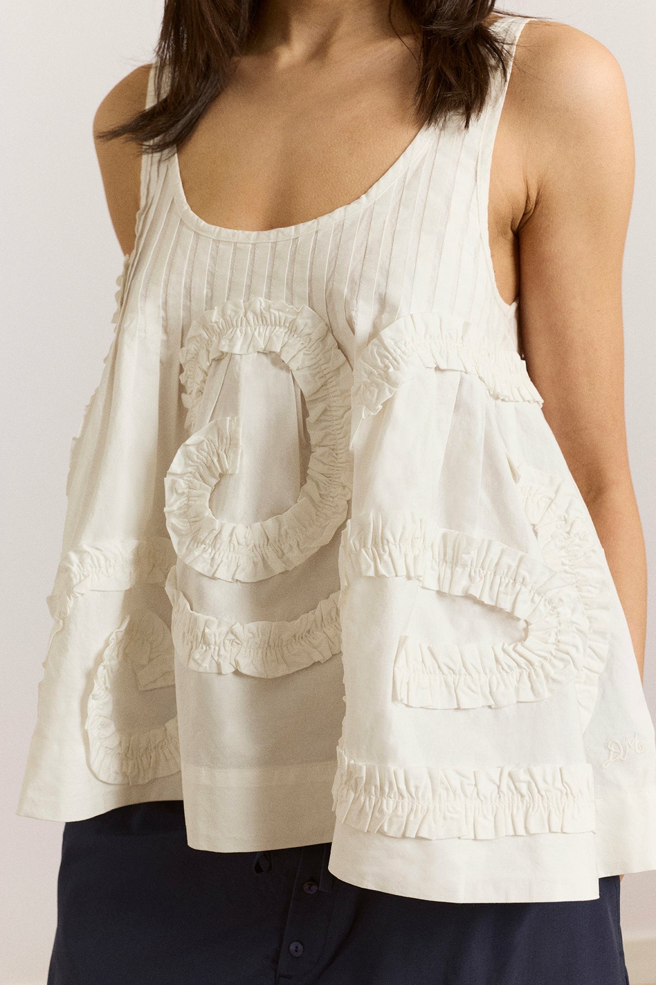stella ruffle cami - white