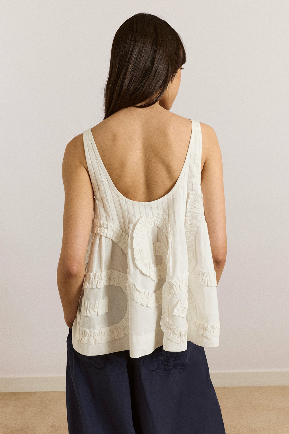 stella ruffle cami - white