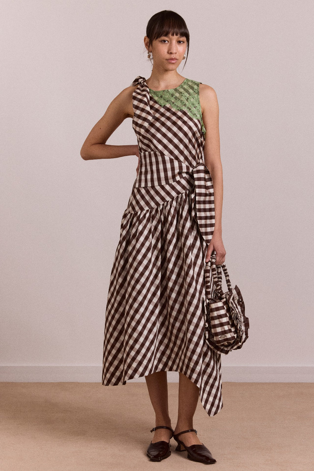 gisele midi dress - choc check