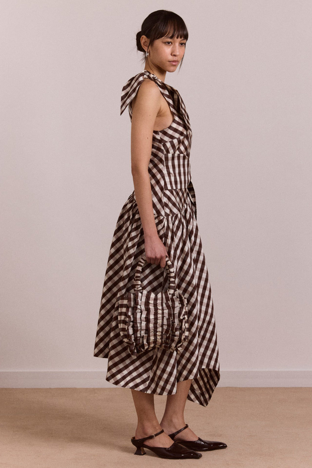 gisele midi dress - choc check