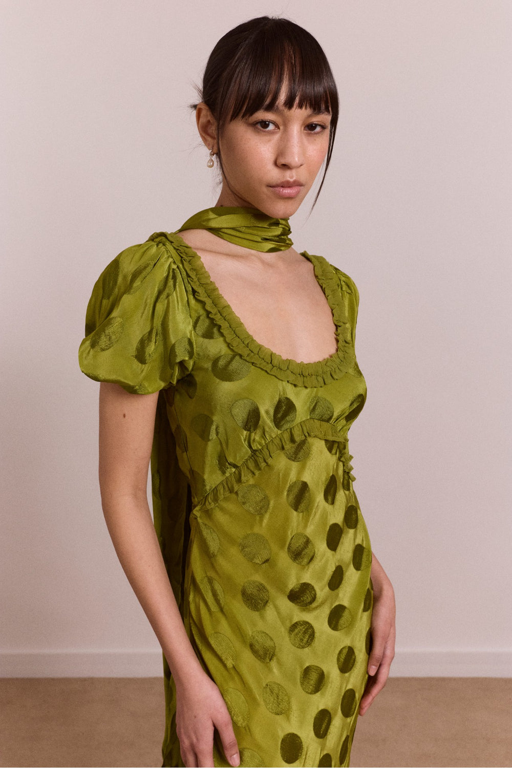 aoife midi dress - jacquard green spot
